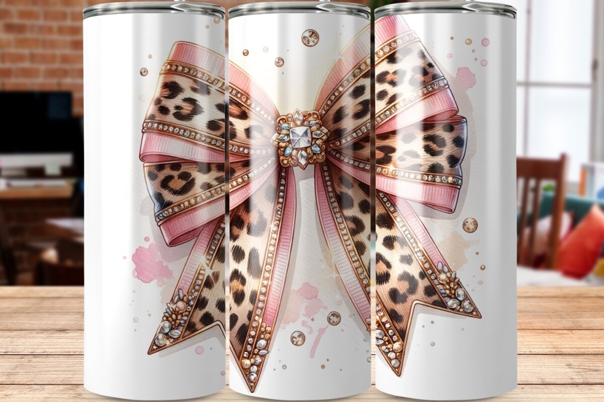 Leopard Bow Tumbler Wrap Png Graphic by aarcee0027 · Creative Fabrica