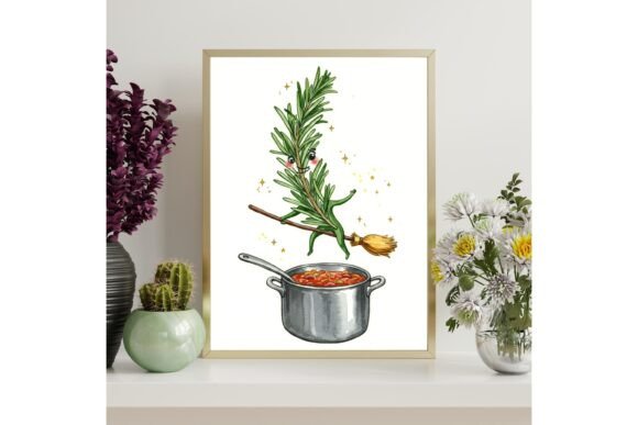 Magical Rosemary Kitchen Witch Print