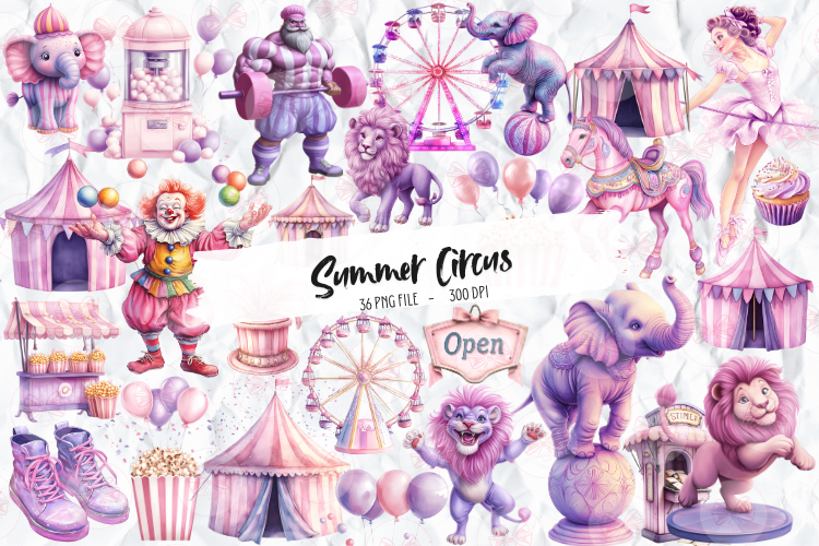 Pastel Summer Circus Clipart Graphic by Markicha Art · Creative Fabrica
