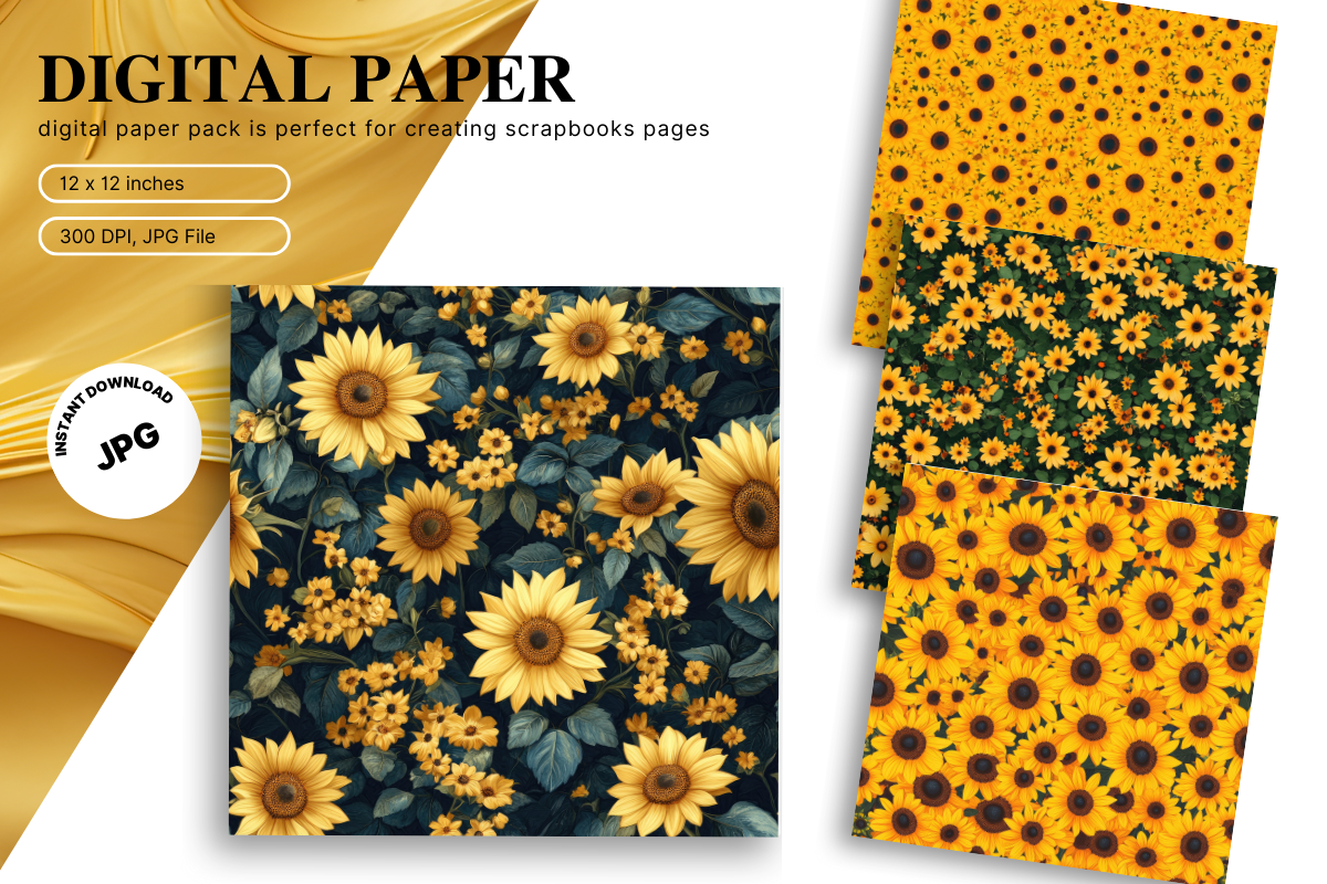 Sunflower Background Digital Paper Graphic by OPPAKARAN · Creative Fabrica