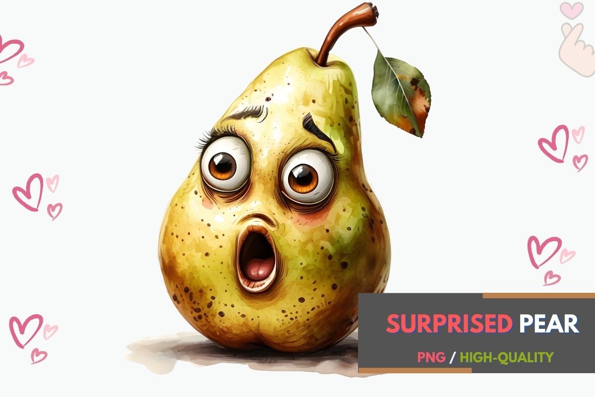 Surprised Pear Cartoon Character PNG Graphic by Murmeo Designs ...