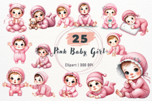 Watercolor Pink Baby Girl Clipart Graphic by Skye Design · Creative Fabrica
