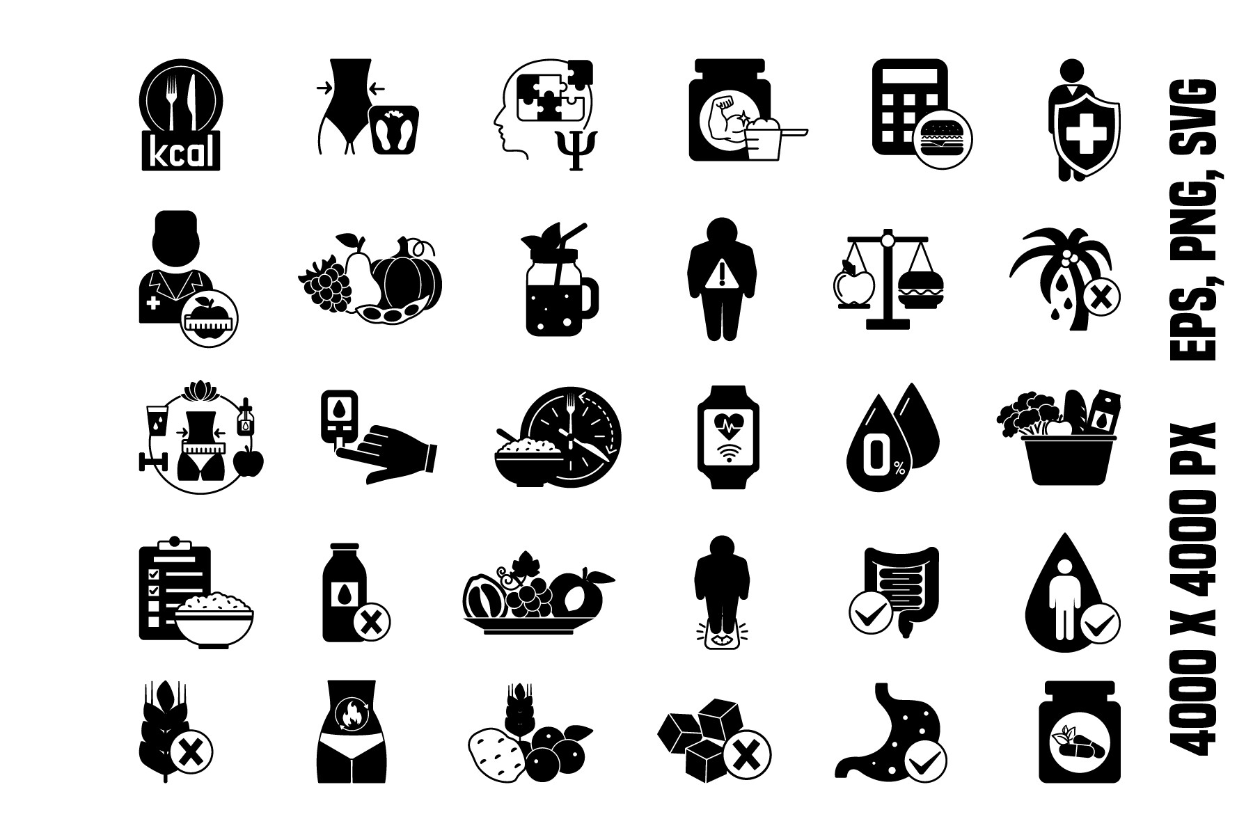Black Icon Set Nutrition Graphic by YuliDor · Creative Fabrica