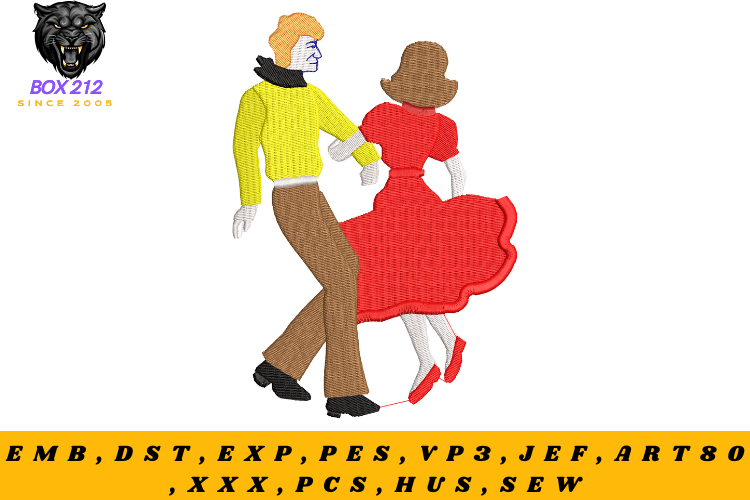 Dancing Couple Embroidery Design