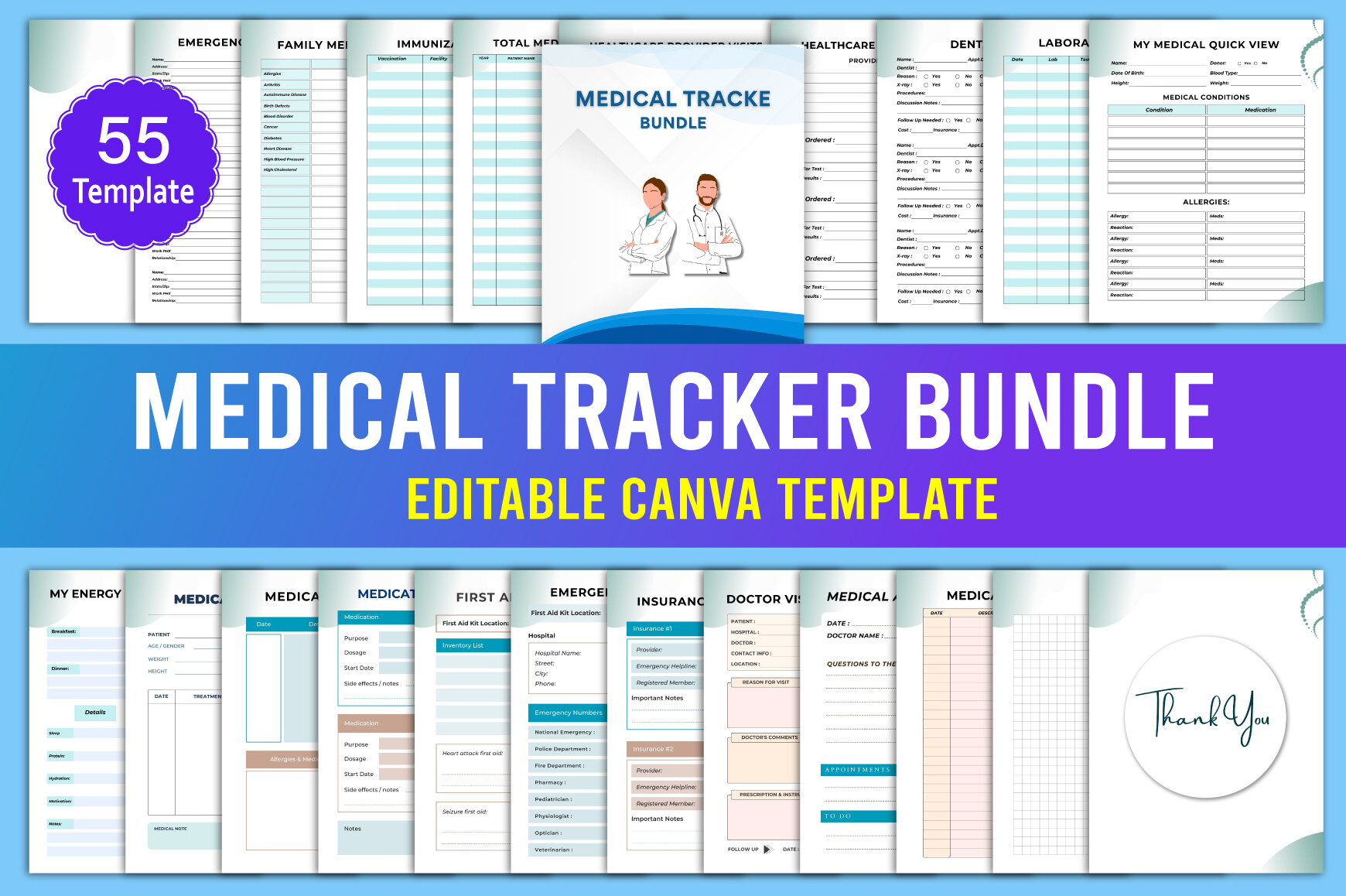 Medical Tracker Bundle Canva