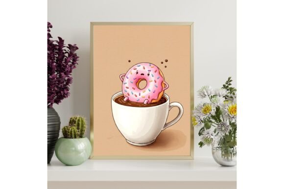 Printable Donut in Coffee Bath Wall Art