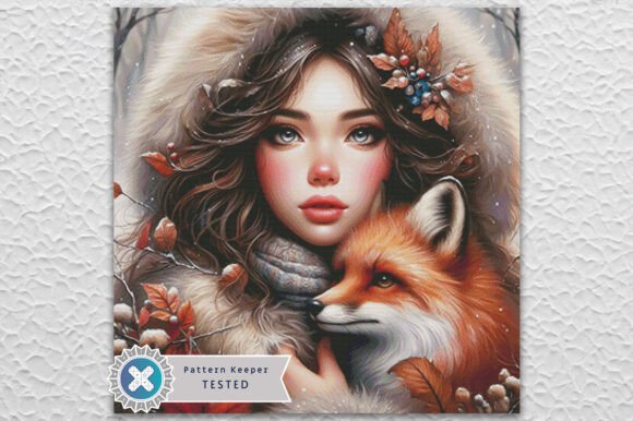 Woman Fox Cross Stitch Pattern PDF