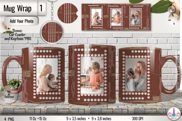 Diamonds Frames Photo Mug Wrap Design Graphics