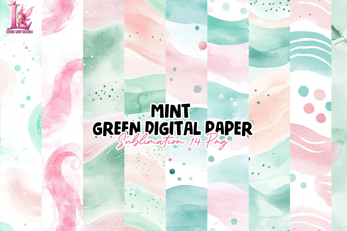 Mint Green Digital Paper PNG Graphic by Little Lady Design · Creative ...