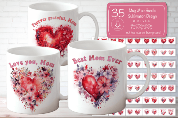 Mothers Day Mug Wrap Sublimation Bundle Bundles