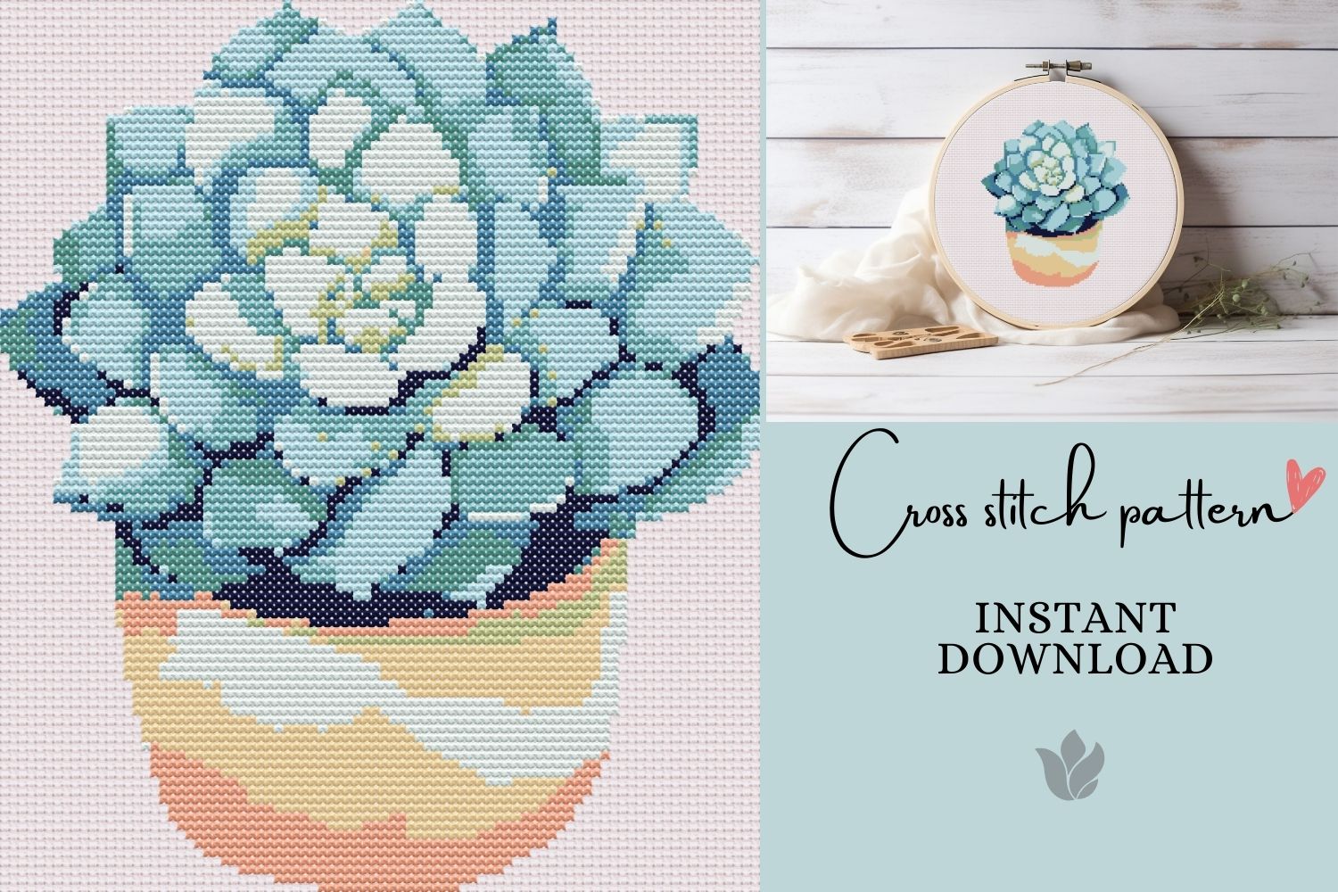 Succulent in Pot Cross Stitch Pattern