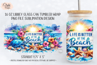 Summer Beach 16oz Glass Can Wrap PNG Graphic by iStyleMagic · Creative ...
