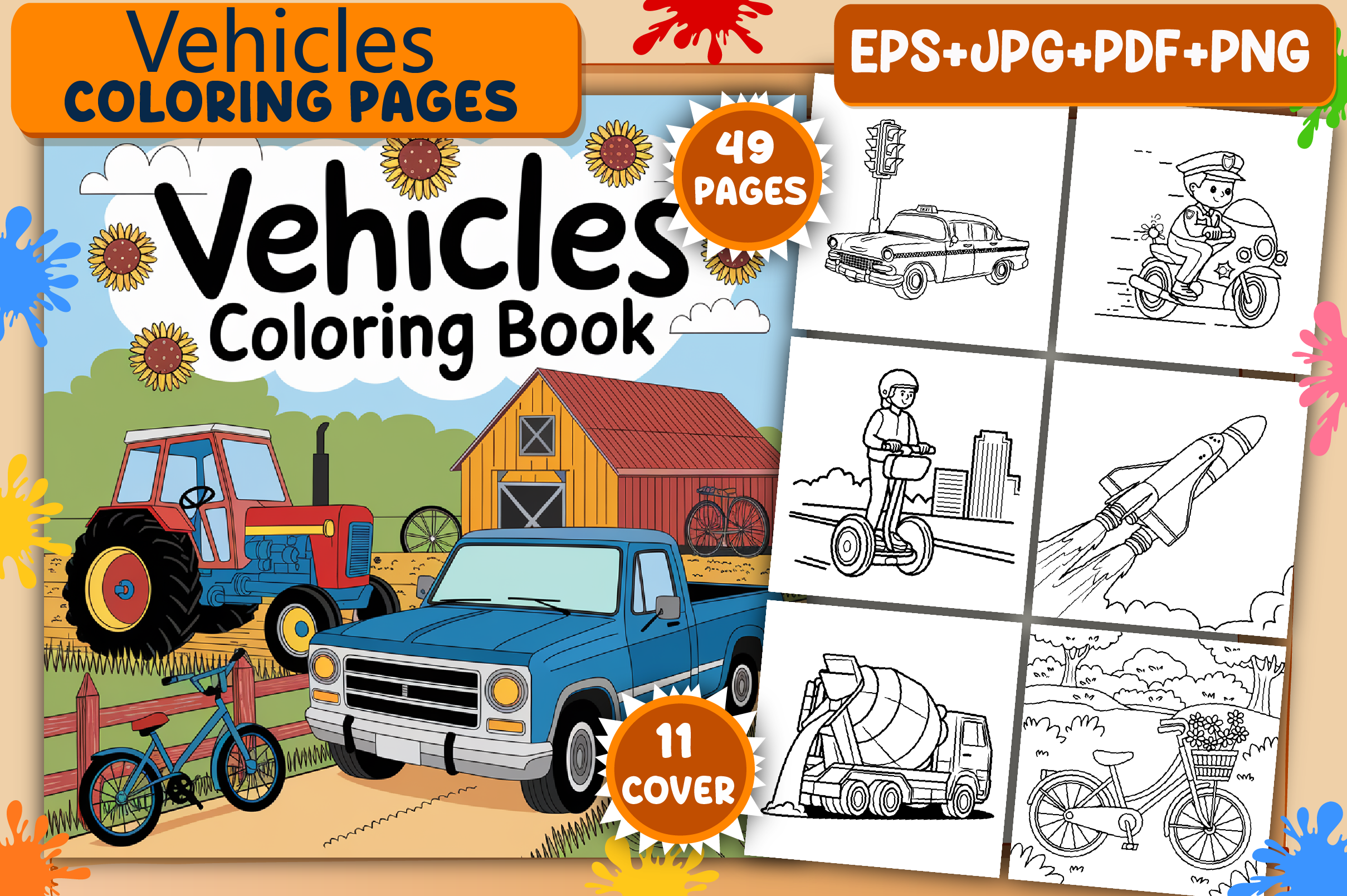 Vehicles Coloring Pages for Adults