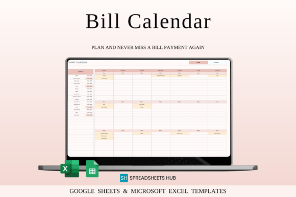 Bill Calendar Spreadsheet Template Excel Grafik Grafik-Vorlagen Von SpreadsheetsHub