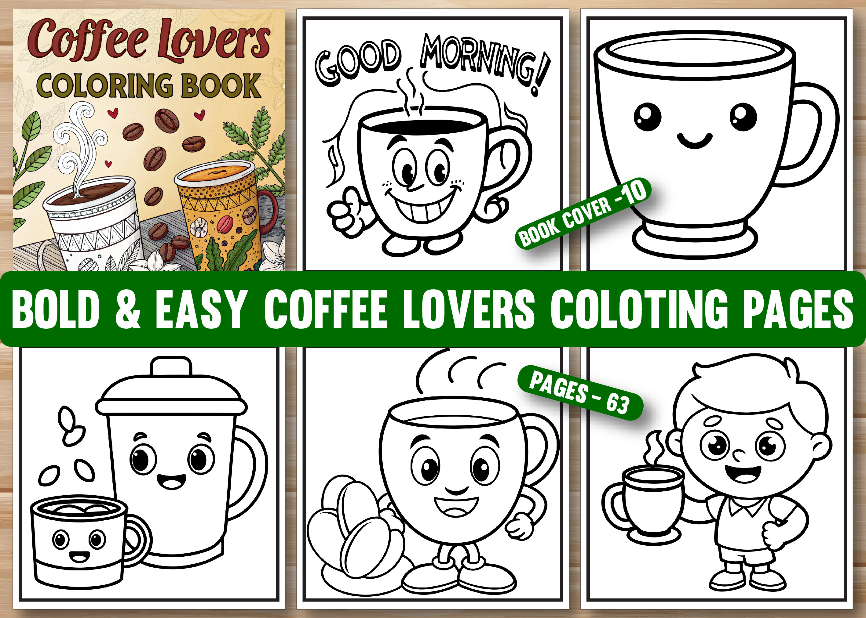 Bold & Easy Coffee Lovers Coloring Page