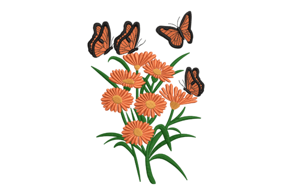 Butterflies and Daisy Flower