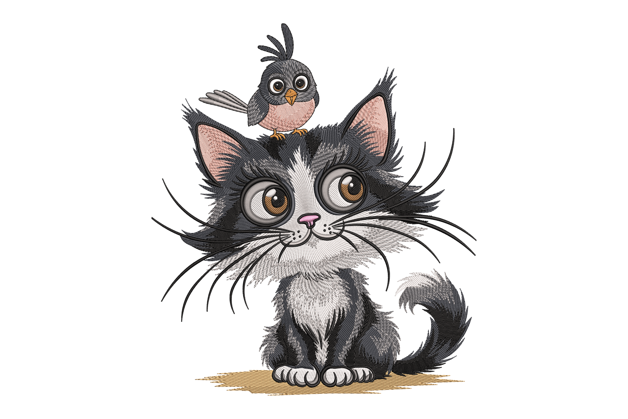 Cute Cat and Bird