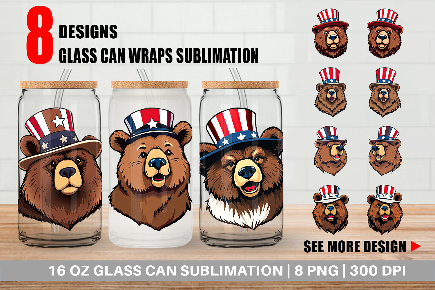 Glass Can Bear Patriotic Graphic by Artnoy · Creative Fabrica