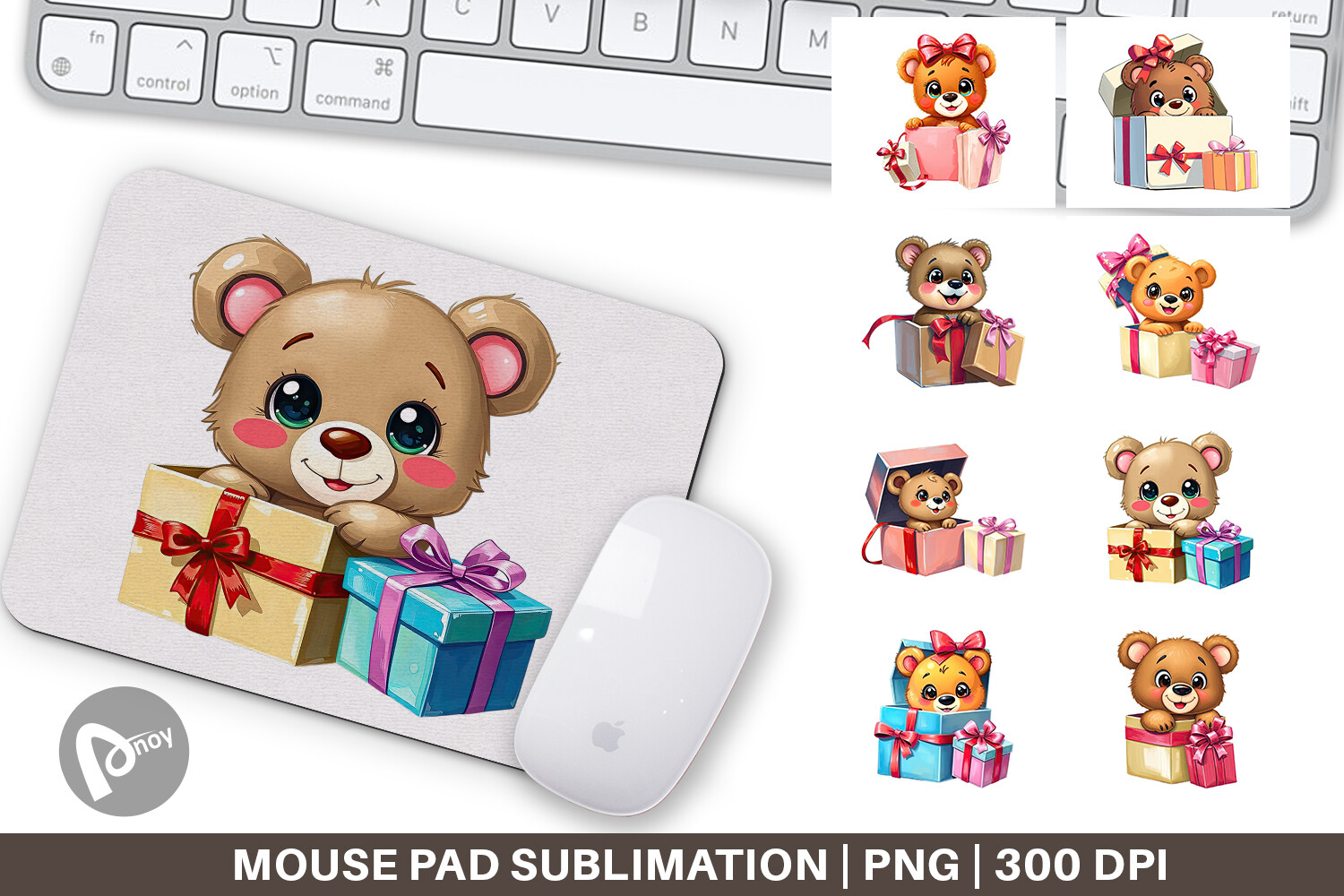 Mouse Pad Bear Cub Gift Graphic by Artnoy · Creative Fabrica