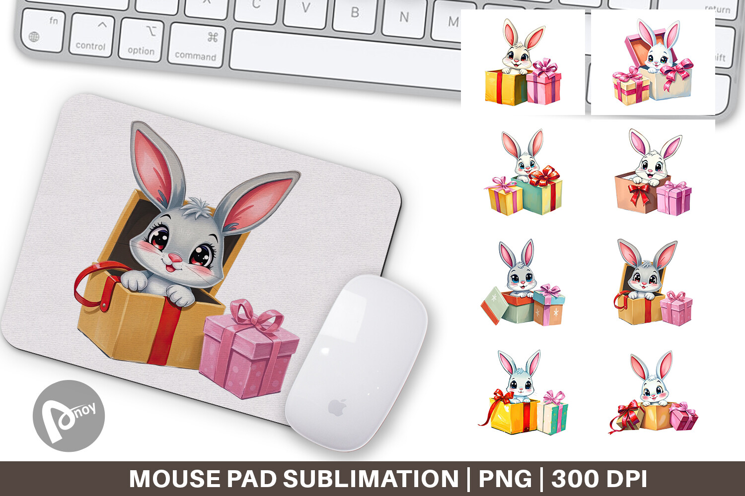 Mouse Pad Bunny Gift Graphic by Artnoy · Creative Fabrica
