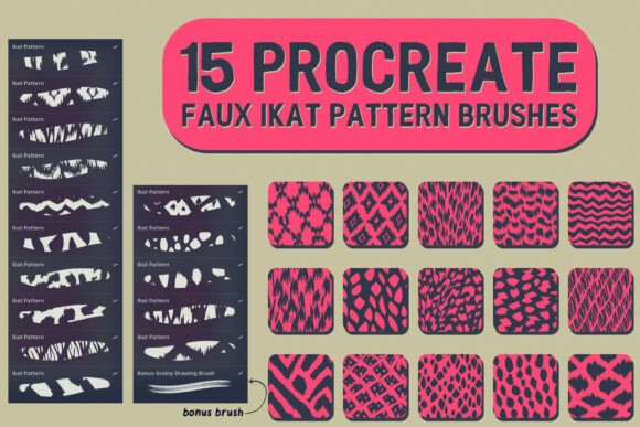 Procreate Faux Ikat Pattern Brushes Graphic Brushes By HG Designs