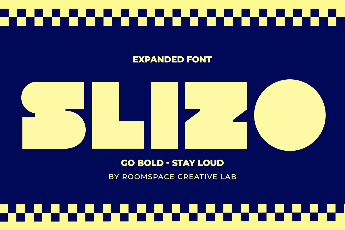 Slizo preview — wide angular expressive bold sans-serif