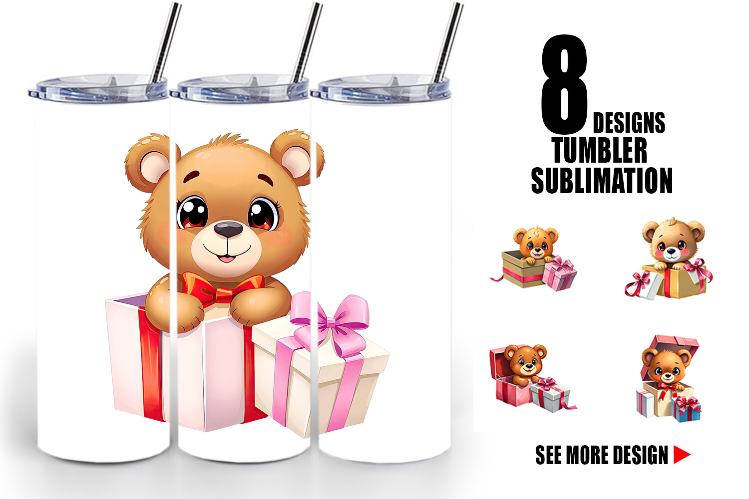 Tumbler Bear Gift Graphic by Artnoy · Creative Fabrica