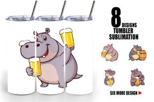 Tumbler Hippopotamus Beer Day Graphic by Artnoy · Creative Fabrica