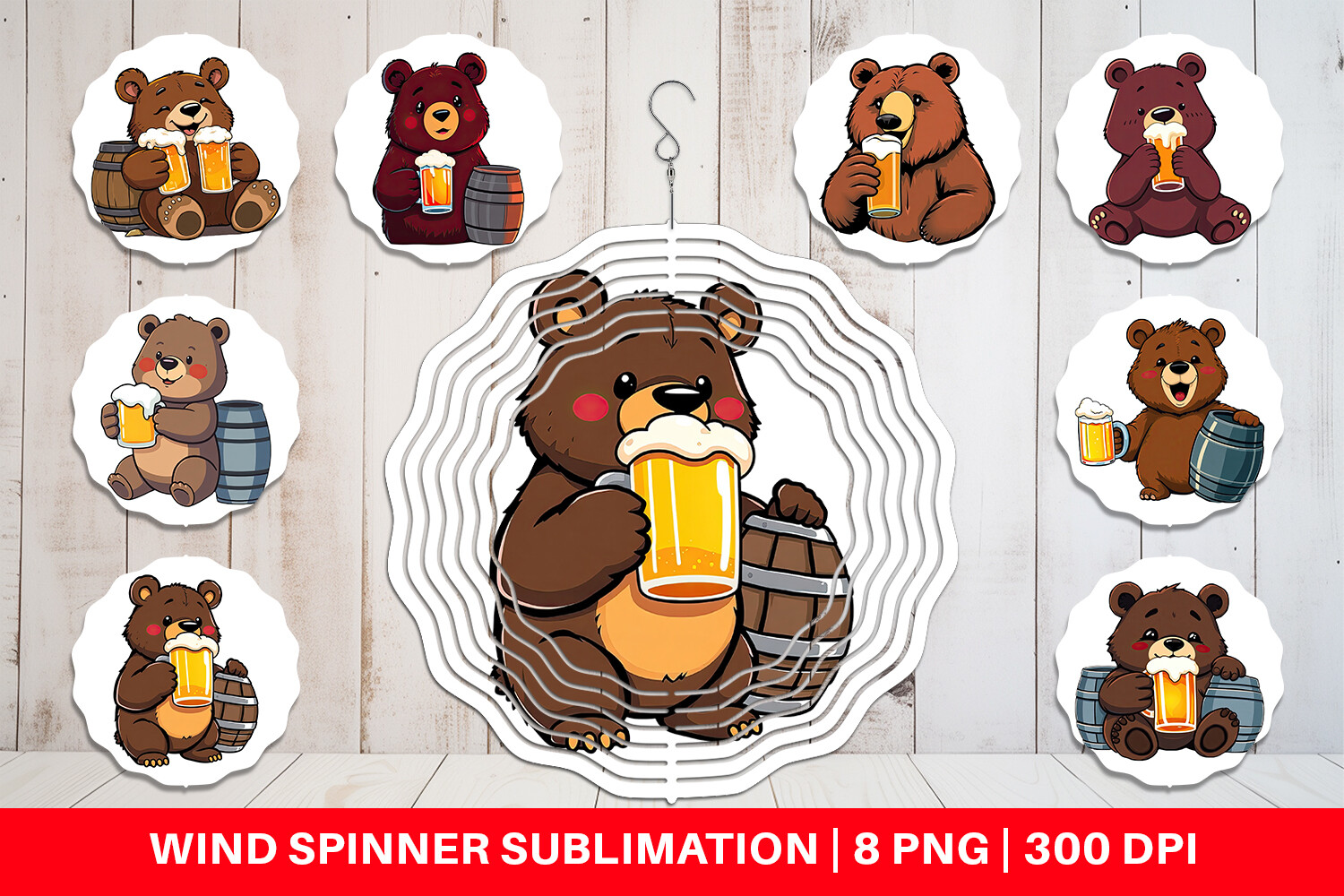 Wind Spinner Bear Beer Day Graphic by Artnoy · Creative Fabrica
