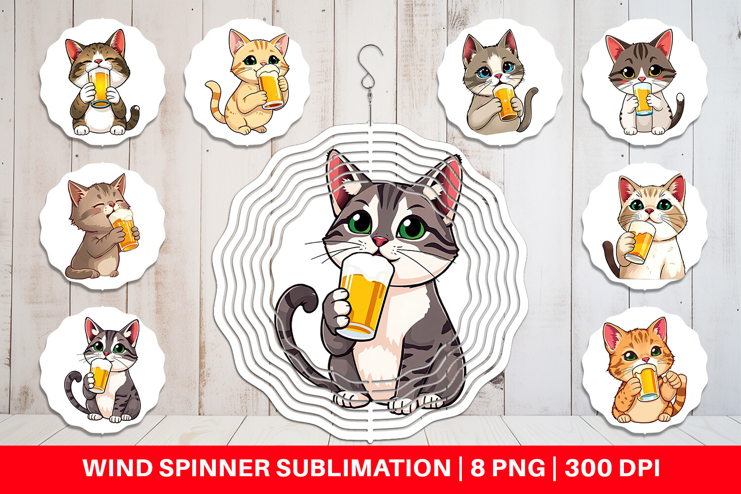 Wind Spinner Cat Beer Day Graphic by Artnoy · Creative Fabrica