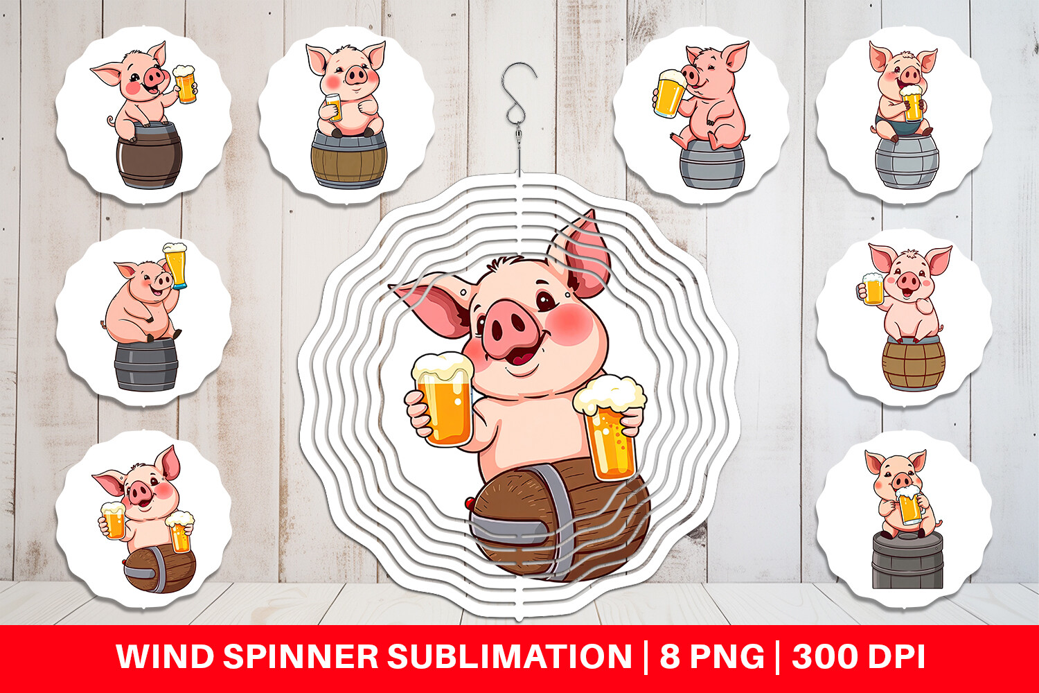 Wind Spinner Pig Beer Day Graphic by Artnoy · Creative Fabrica