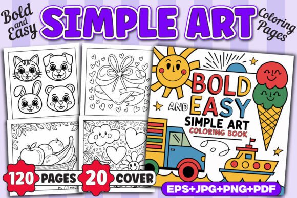 2 120+ Bold And Easy Simple Art Coloring Pages Designs & Graphics