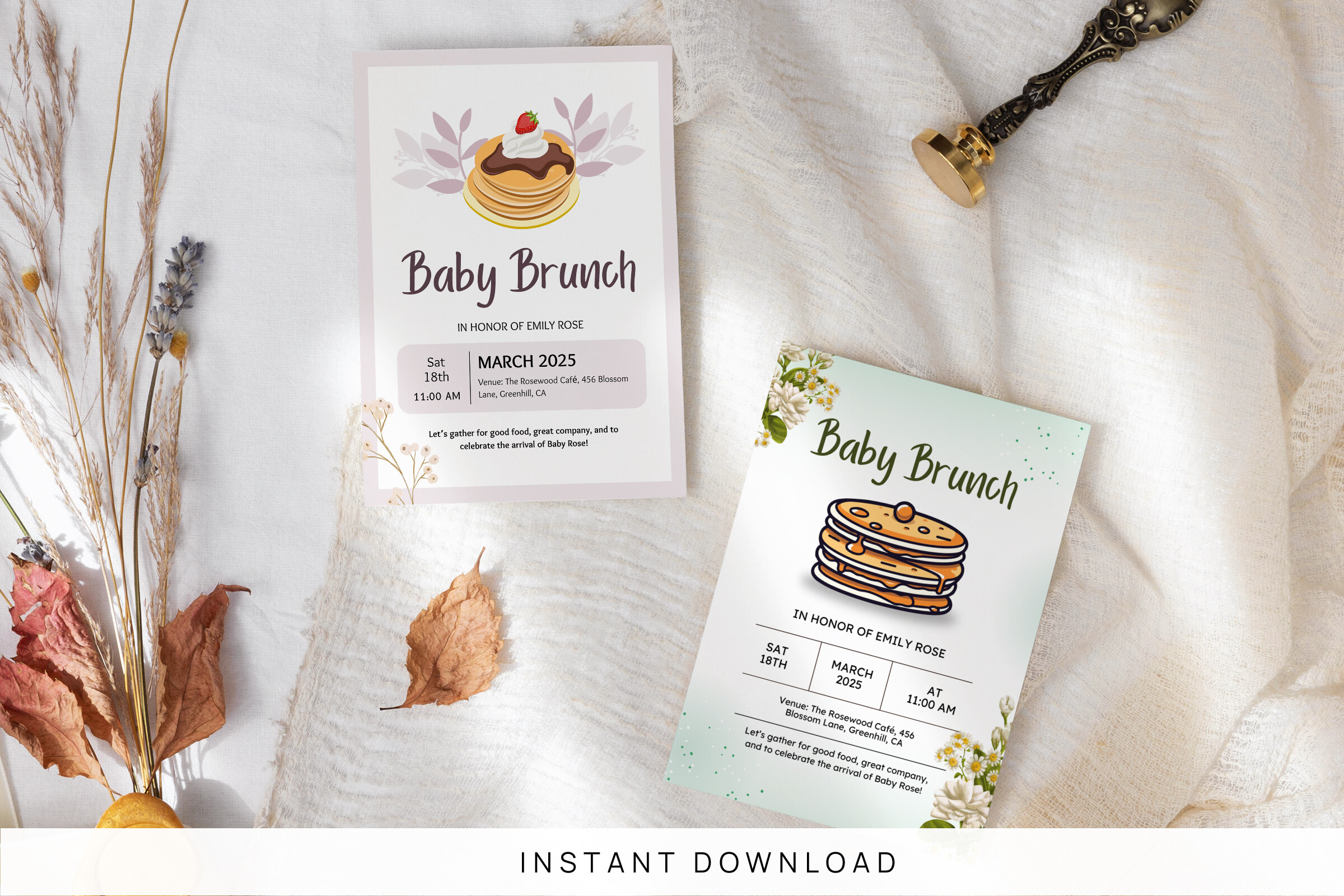 Brunch Shower Invitation Canva Template