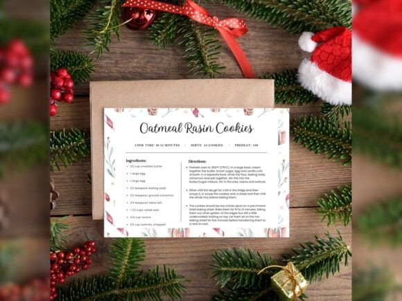 Christmas Recipe Card Editable Template
