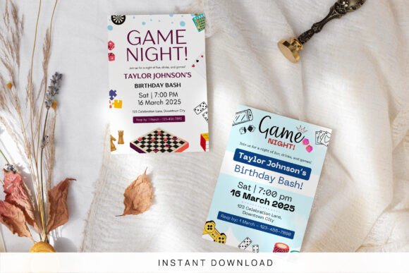 Digital Game Night Birthday Invitation