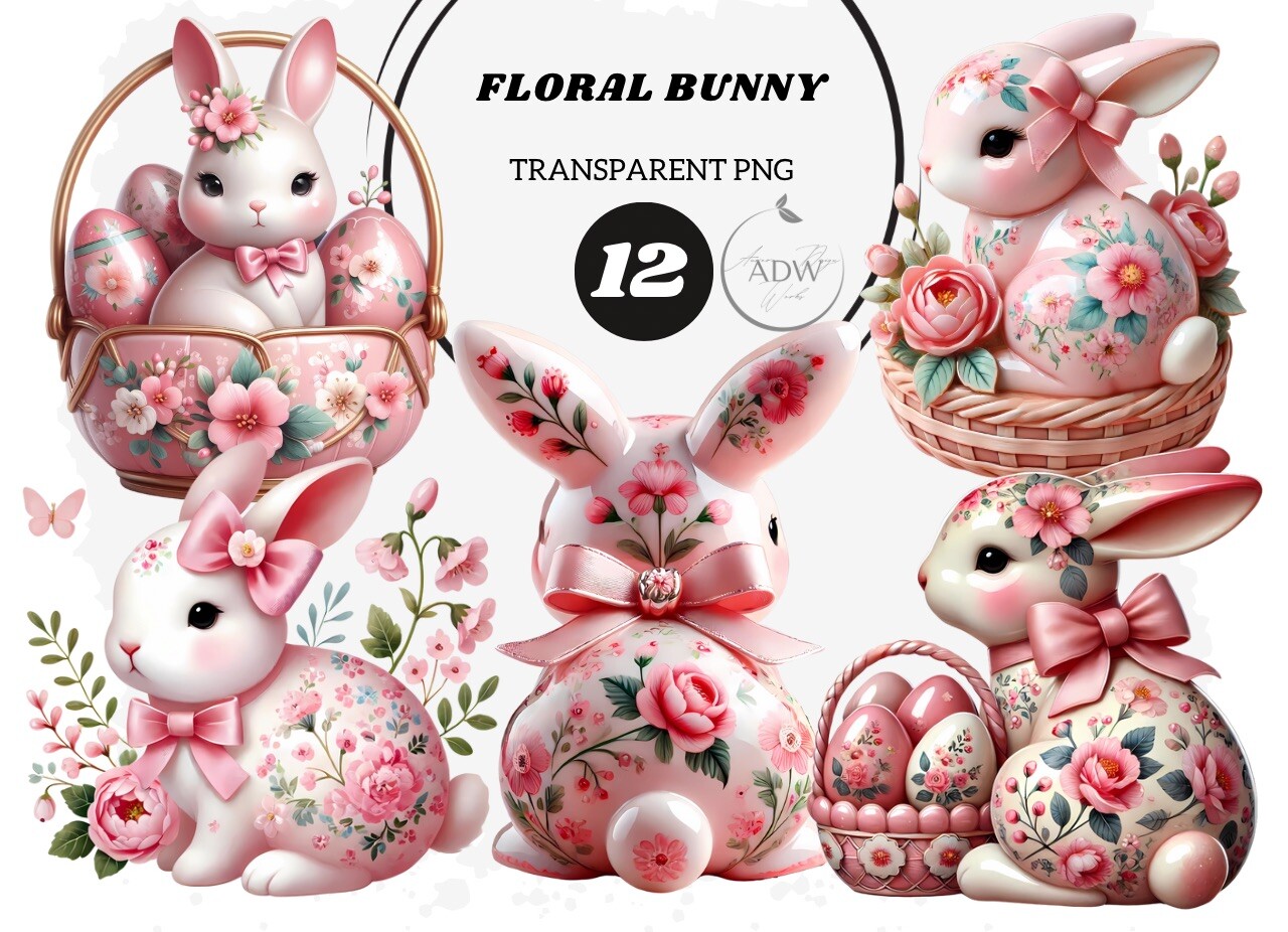 Floral Bunny Easter Bunny Graphic by AuroraDesignWorks · Creative Fabrica