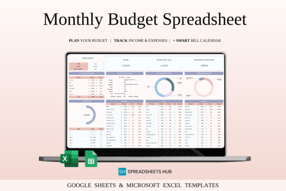 Monthly Budget Spreadsheet Excel Gráfico Plantillas Gráficas Por SpreadsheetsHub