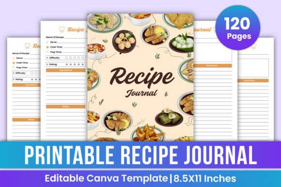 Printable Recipe Journal Canva Template