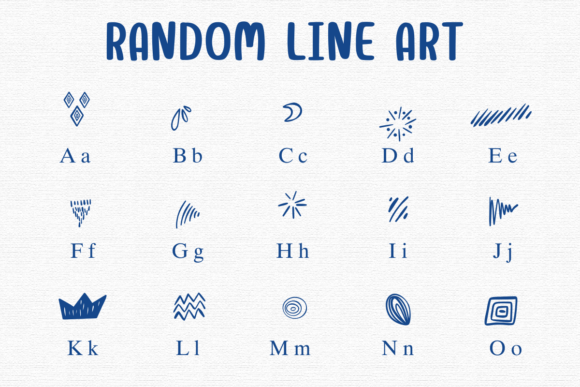 Random Line Art Font PNG with transparent background - Preview 1