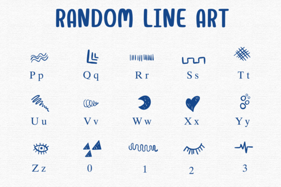 Random Line Art Font PNG with transparent background - Preview 2