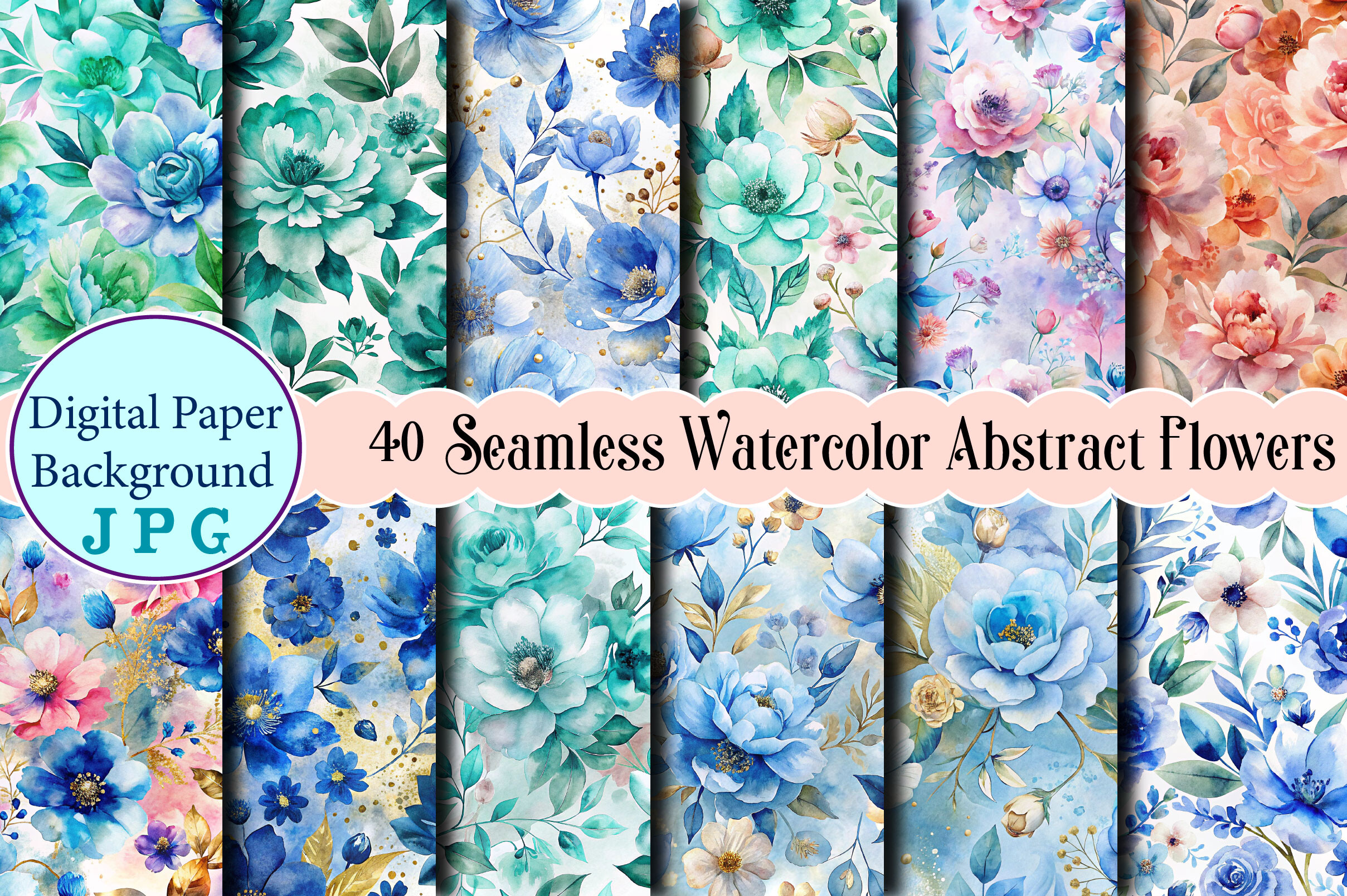 Seamless Watercolor Abstract Flowers Graphic by Vintage · Creative Fabrica
