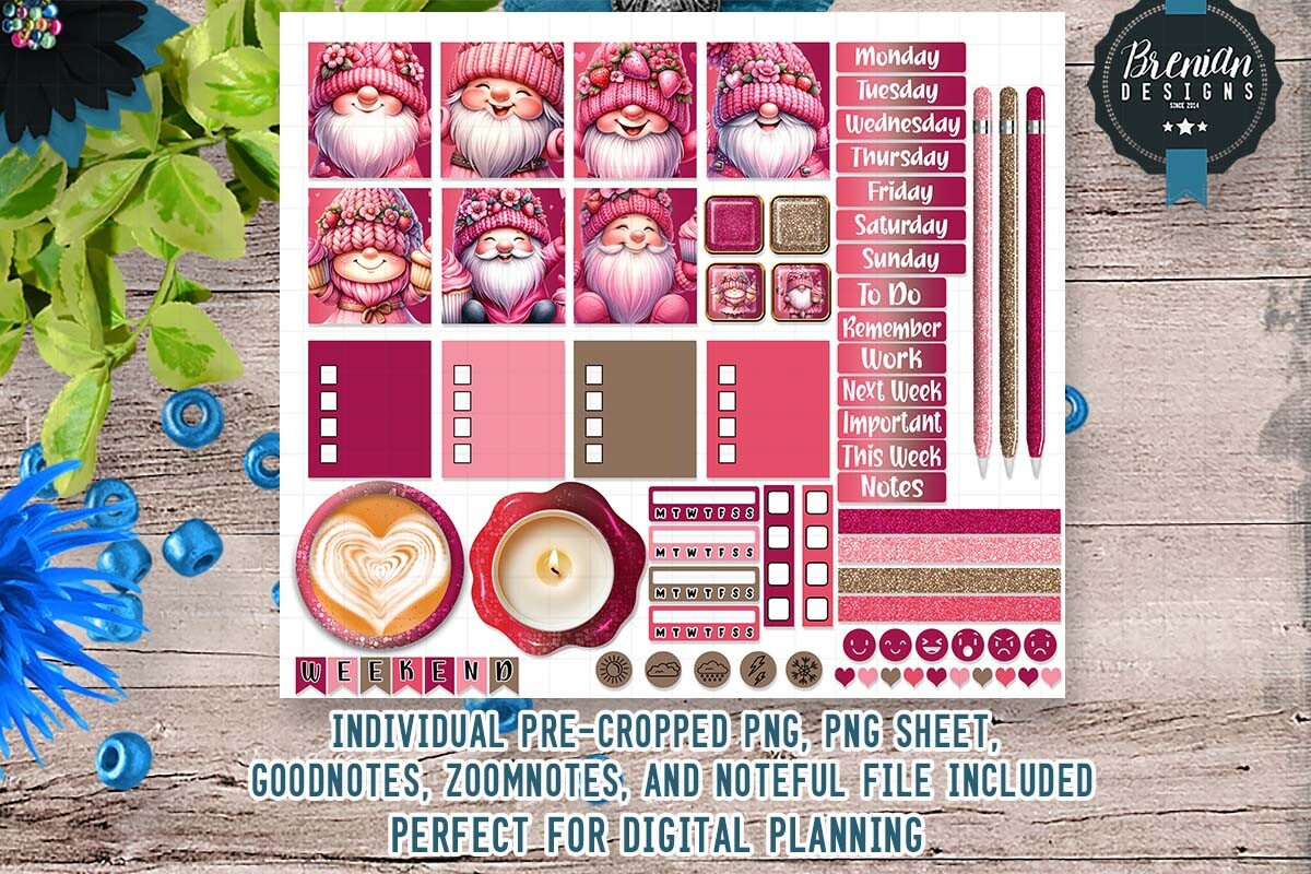 Strawberry Cupcake Gnome Digital Sticker Graphic by Bren Wotherspoon ...
