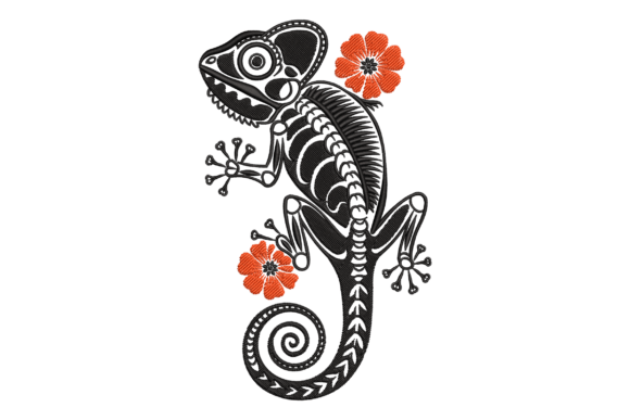 Tribal Lizard Skeleton Reptilien Stickereidesign Von Embroidize