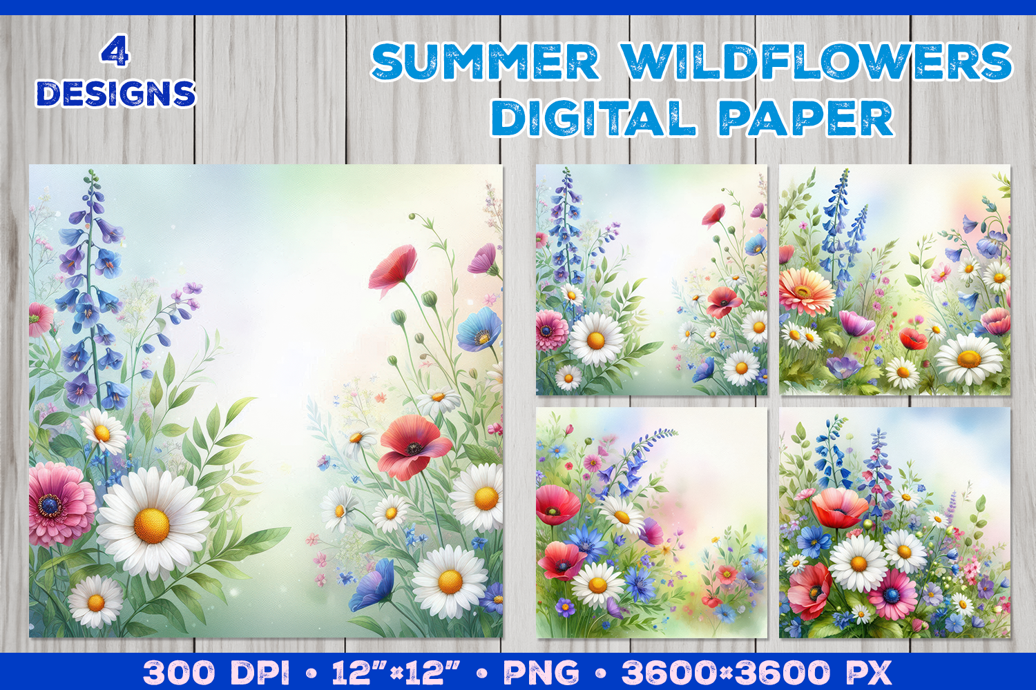 Watercolor Wildflowers Digital Papers Graphic by julimur · Creative Fabrica
