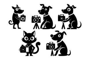 Camera vector silhouette illustration