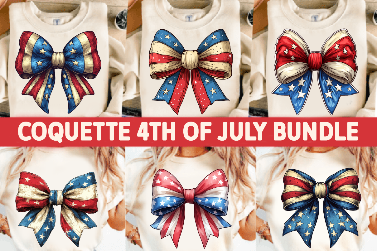 4th of July Coquette Bow USA PNG Bundle Graphic by SmartSvgArt ...