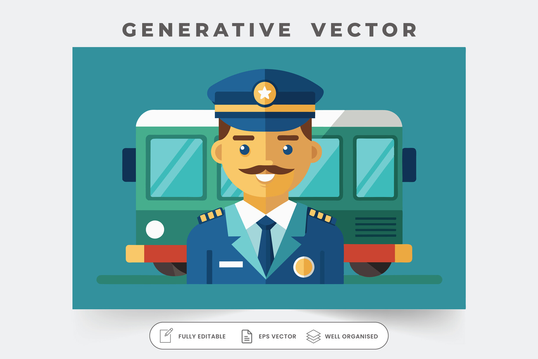 Driver Graphi Images A Cheerful Bus Driver Stands Proudly in Graphic by iftikharalam ...