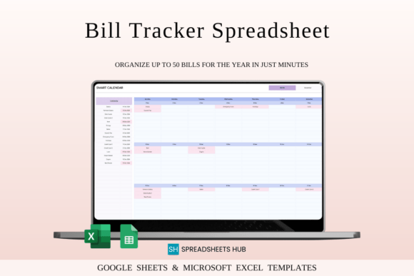 Bill Tracker Spreadsheet in Excel Graphic Graphic Templates By SpreadsheetsHub