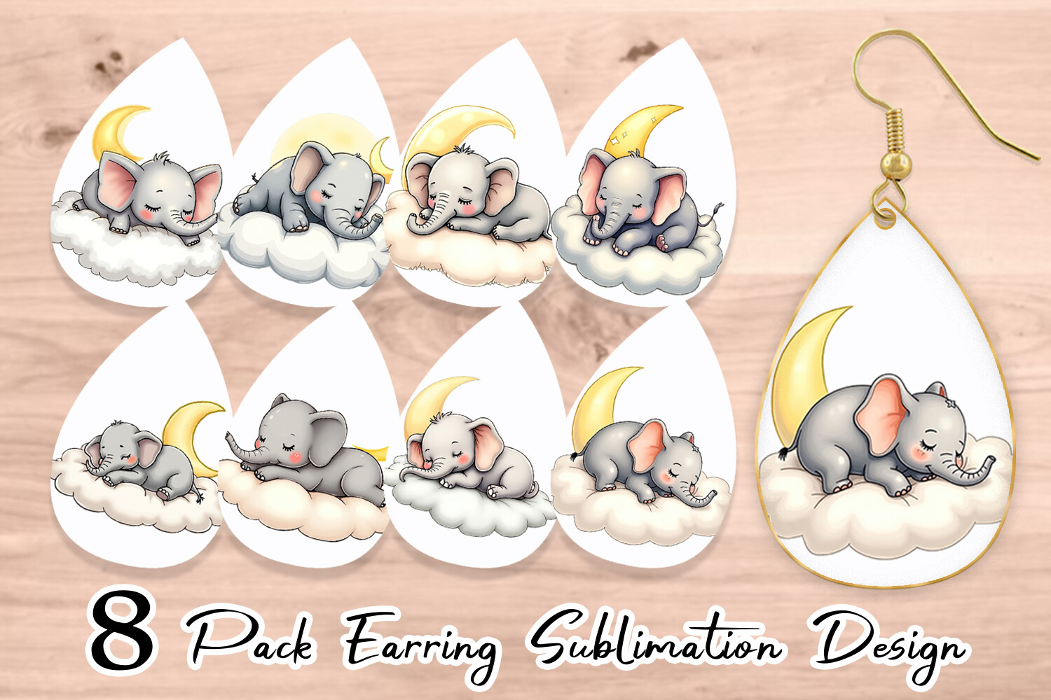 Earring Sleepy Elephant Cloud Graphic by Artnoy · Creative Fabrica