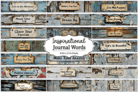 Inspirational Word Junk Journal Bundle Graphic by Genius Graph ...